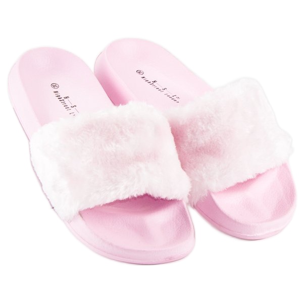 Pink flip-flops with fur 2