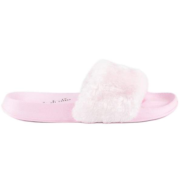 Pink flip-flops with fur 1