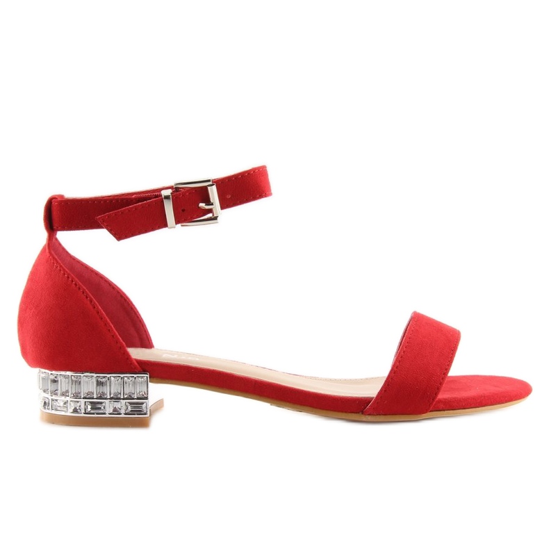 High-heeled sandals with crystals 99-78 red 1
