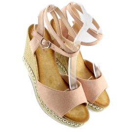Sandals on a beige wedge LJ-5K41 nude 2