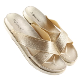 Women's golden slippers CK47P gold 2