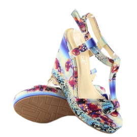 Satin wedge sandals 903 blue 2