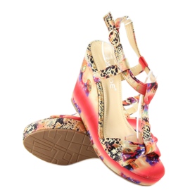 Satin wedge sandals 903 red 2