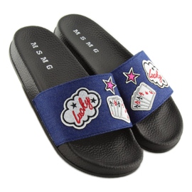 Navy blue denim slippers ZY-1205 D.BLUE 1