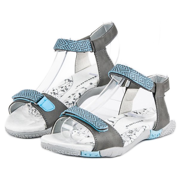 Hasby Flat velcro sandals grey 1