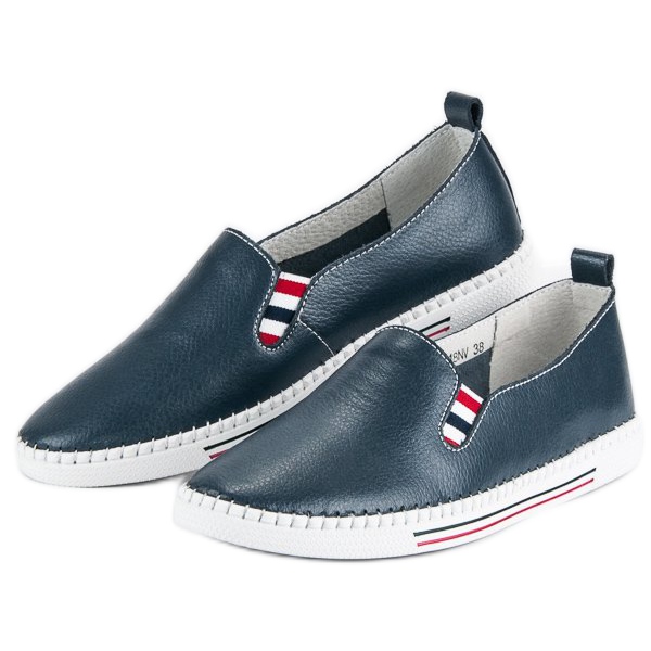 Filippo Navy blue leather slipons 2