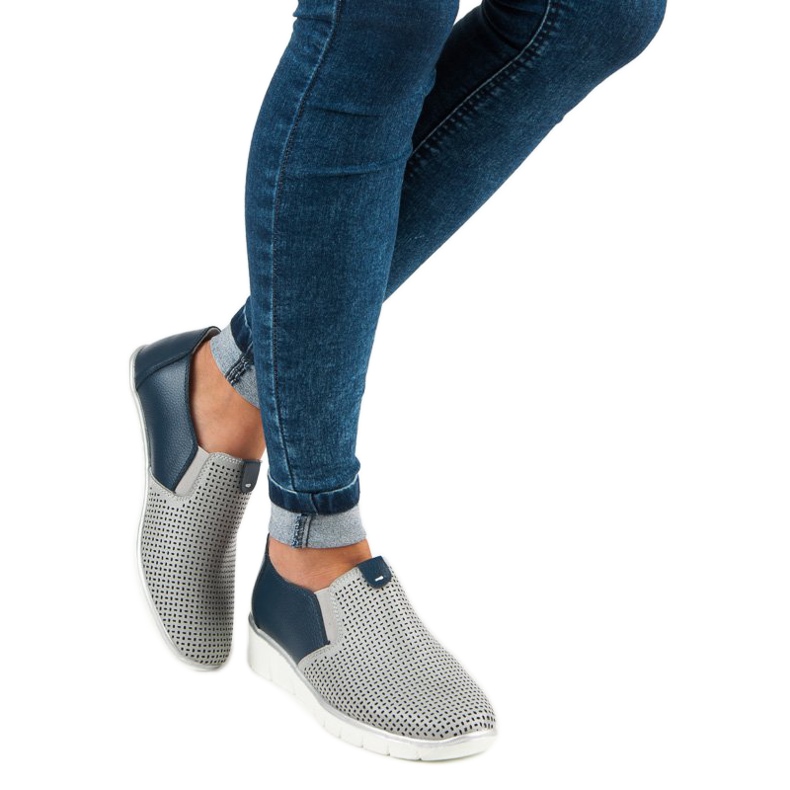 Filippo Openwork, slip-on shoes grey 1