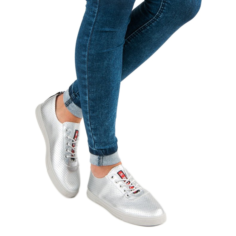 Silver Sneakers With Openwork grey 1