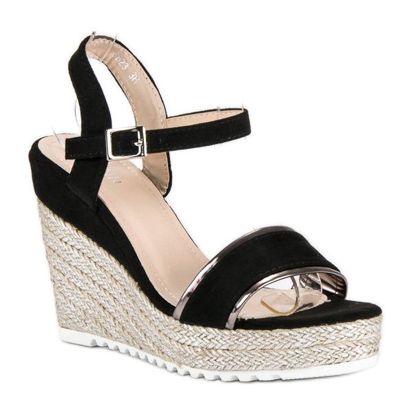 Erynn Comfortable wedge espadrilles black grey 1