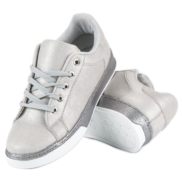 Silver tied sneakers grey 2