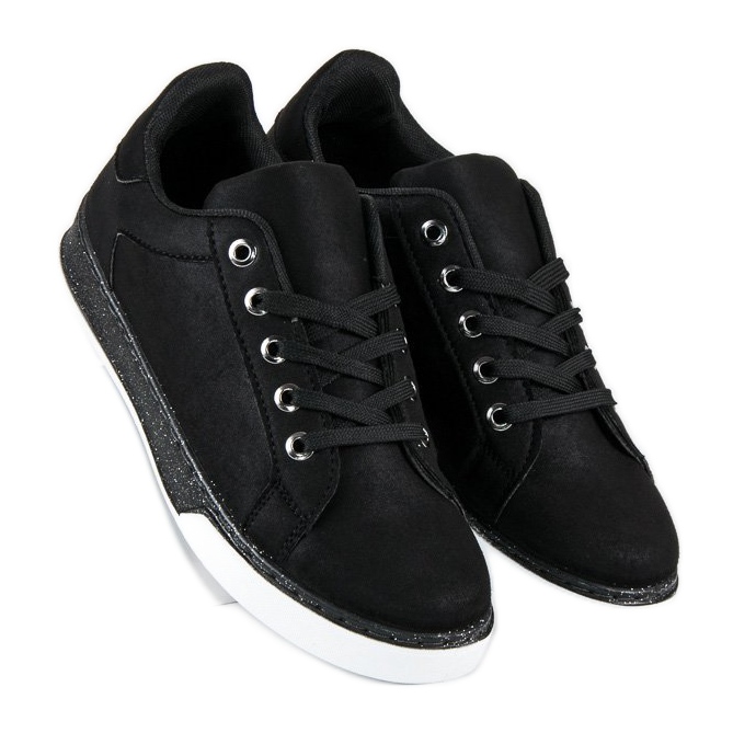 Black tied sports sneakers 1