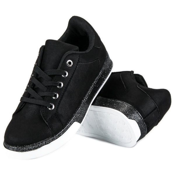 Black tied sports sneakers 2