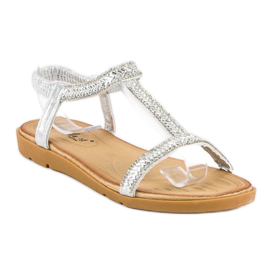 Fama Silver sandals with an elastic band grey 1