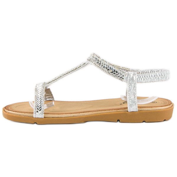 Fama Silver sandals with an elastic band grey 2
