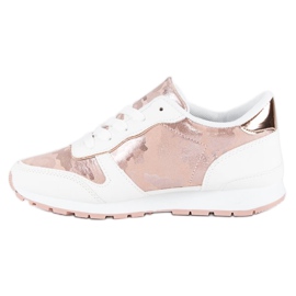 White lace-up sneakers pink 1