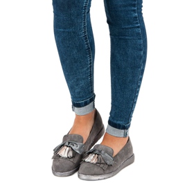 Bestelle Suede loafers with fringes grey 1