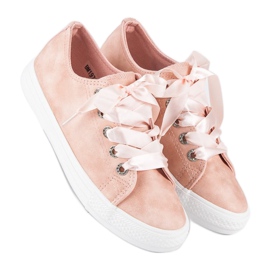 Fashionable sneakers with a binding pink 1