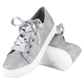 Fashionable sneakers with a binding grey 2