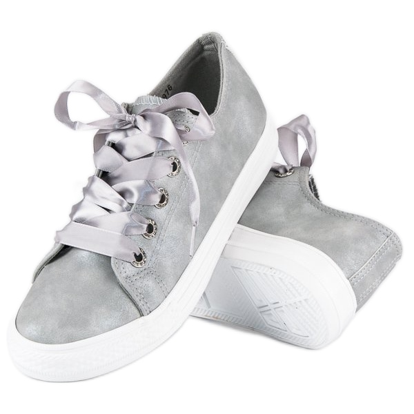 Fashionable sneakers with a binding grey 2