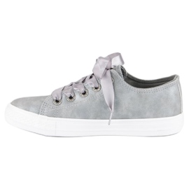 Fashionable sneakers with a binding grey 1