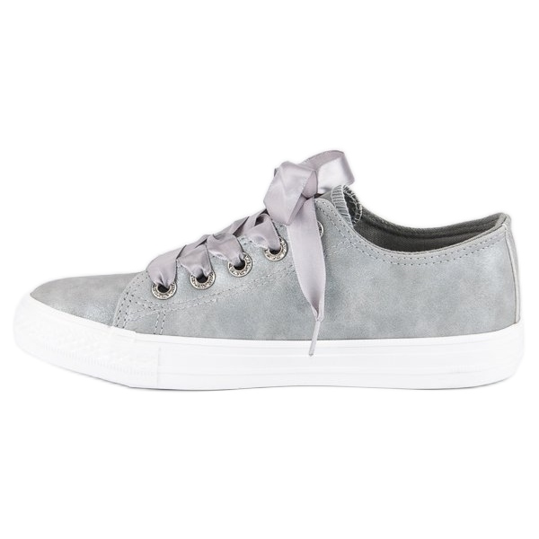 Fashionable sneakers with a binding grey 1