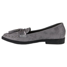 Gray fringed loafers grey 1