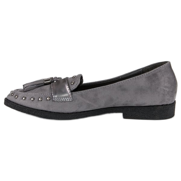 Gray fringed loafers grey 1