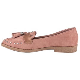 Pink moccasins with fringes 1