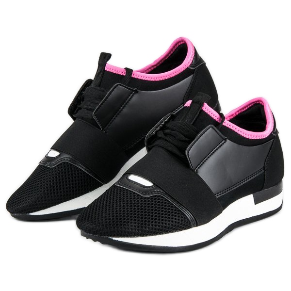 Slip-on sports shoes black pink 2