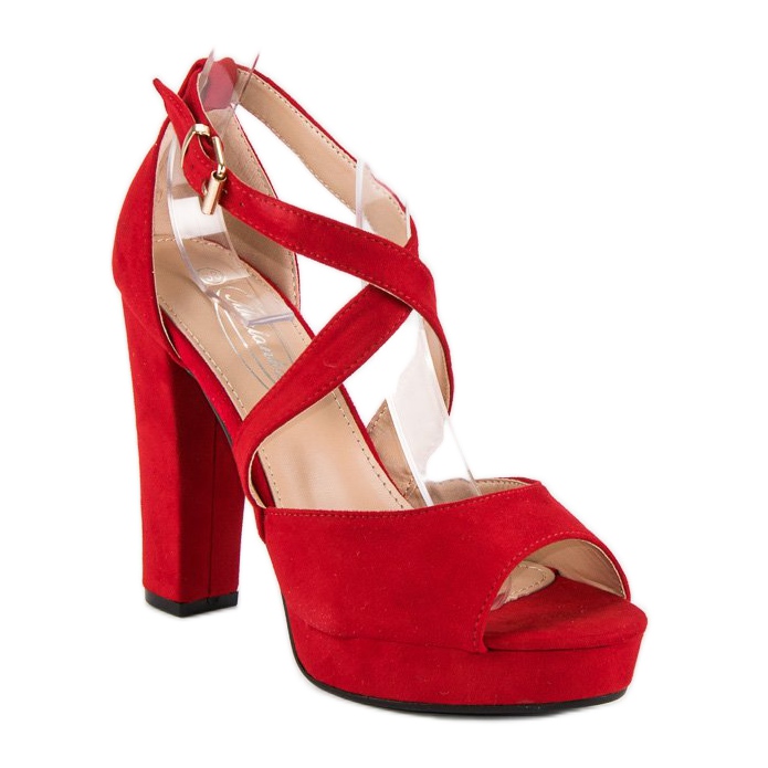 Sandals on a high post red 1