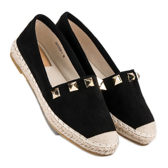 Bestelle Black espadrilles with rhinestones 1 Bestelle Black espadrilles with rhinestones 1