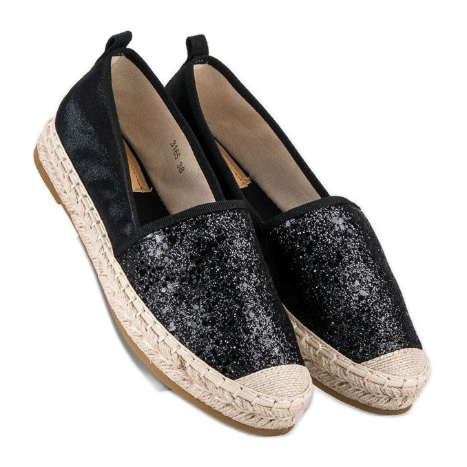 Black glitter espadrilles sales