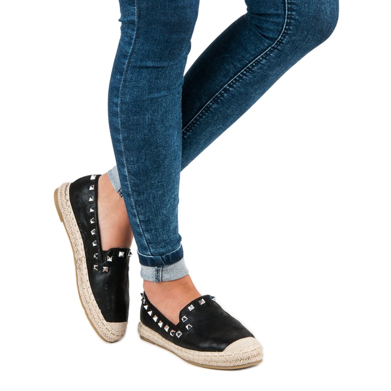 Forever Folie Black espadrilles with studs 2