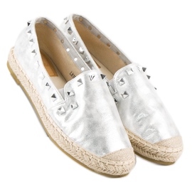 Forever Folie Silver espadrilles with studs grey 4