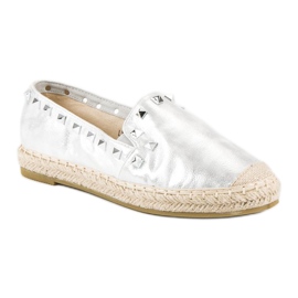 Forever Folie Silver espadrilles with studs grey 1