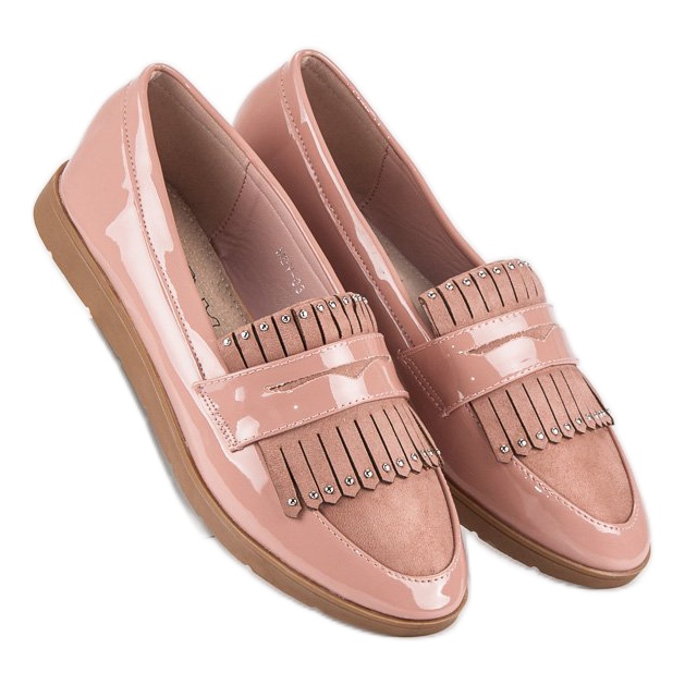 Pink lacquered loafers 1