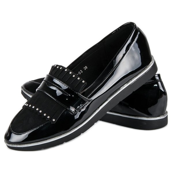 Black lacquered loafers 1
