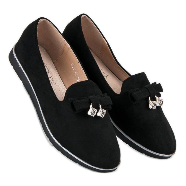 Elegant suede ballerinas black 1