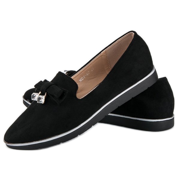 Elegant suede ballerinas black 2