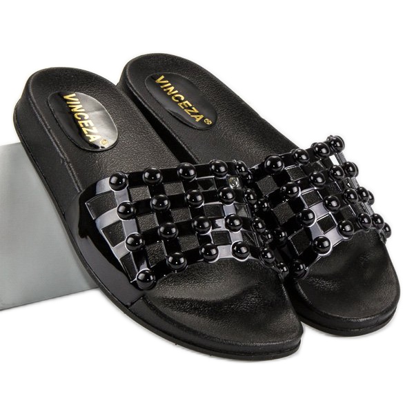 Black VINCEZA slippers 2
