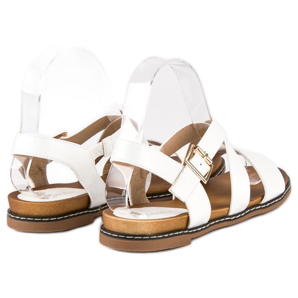 Bello Star Flat sandals with a buckle white 1