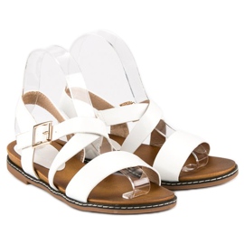 Bello Star Flat sandals with a buckle white 2