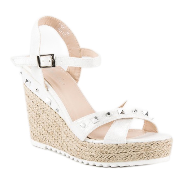 Bello Star Wedge espadrilles with rhinestones white 1