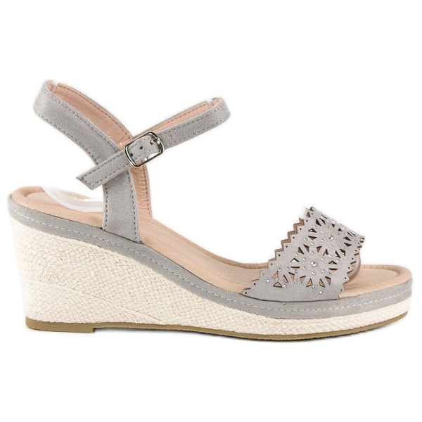 Ideal Shoes Gray espadrilles on the wedge grey 1