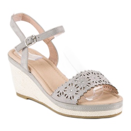 Ideal Shoes Gray espadrilles on the wedge grey 2