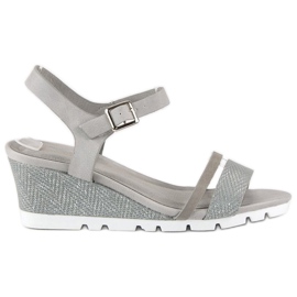 Ideal Shoes Gray wedge sandals grey 1