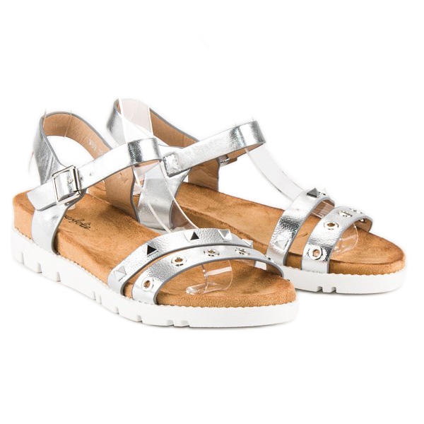 Forever Folie Silver sandals with rhinestones grey 1