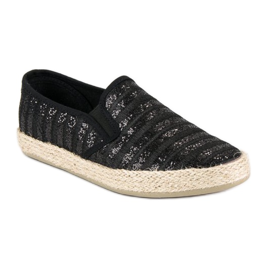 McKey Fashionable Striped Espadrilles black 1 McKey Fashionable Striped Espadrilles black 1