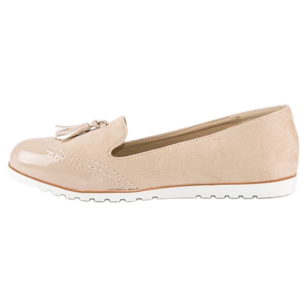 Super Me Beige Loafers With Fringes 1