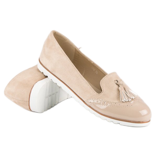Super Me Beige Loafers With Fringes 2